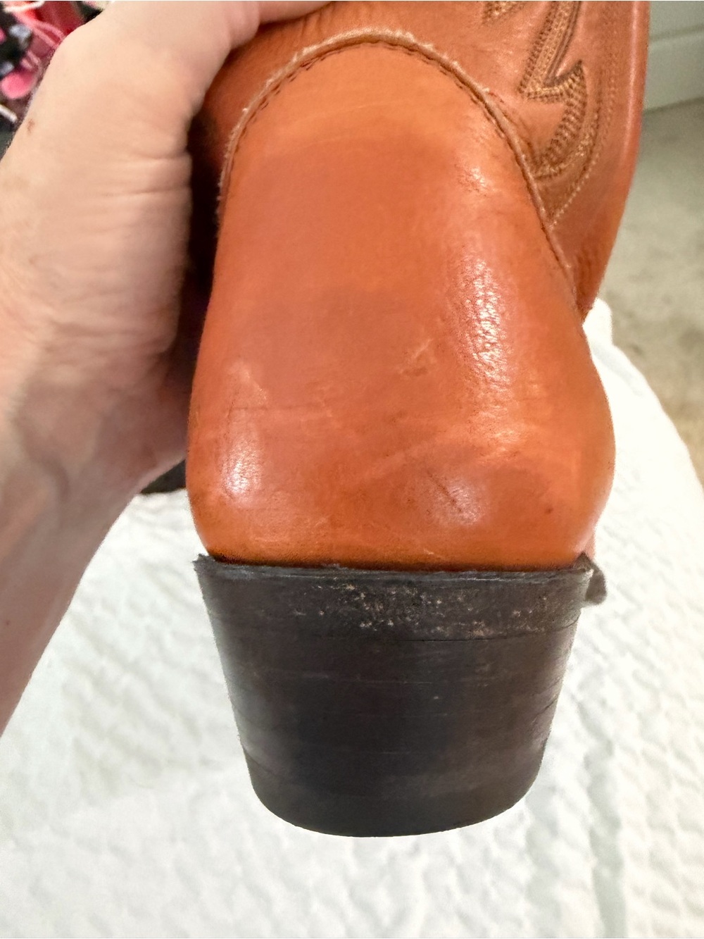 Nocona - Tan Leather Cowboy Boots - Embroidered Interior men’s 9d/ladies 11d - Picture 11 of 15